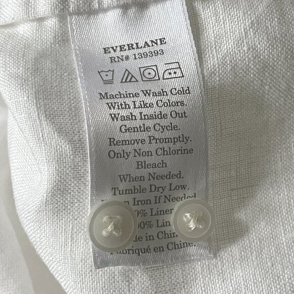 Everlane Woman's White Linen Collarless Oversize Shirt Blouse-Size 4 - Picture 5 of 7